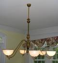 042231 ANTIQUE BRASS CHANDELIER OPALINE GLOBES C 1890