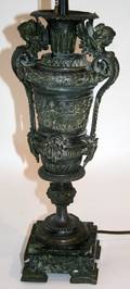 042226 MARBLE AND SPELTER TABLE LAMP C 1900 H 16