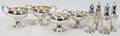 041277 STERLING CREAMERS SUGAR BOWLS SALT  PEPPER