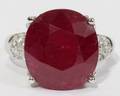 020245 14KT WHITE GOLD RUBY  DIAMOND COCKTAIL RING