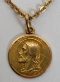 012241 18KT GOLD NECKLACE WITH MEDAL 13 GRAMS