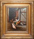 012222 BOROFSKY OIL ON CANVAS 10 X 8 CHICKENS