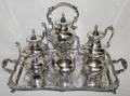 012214 SILVER PLATE TEA AND COFFEE SET 7 PCS BY POOLE