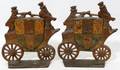 010253 ENGLISH IRON STAGE COACH BOOK ENDS ANTIQUE