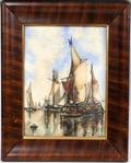 060261 LEINHOTTY WATERCOLOR DUTCH SAILBOATS BECALMED