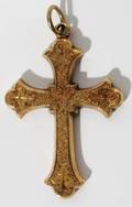 060255 18KT GOLD PLATED ANTIQUE CROSS L 1 34