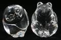 052258 STEUBEN GLASS OWL  BEAR HAND COOLERS TWO