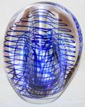 051365 THOMAS STEINMAN COBALT  CLEAR GLASS SCULPTURE