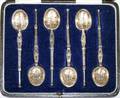 051344 ENGLISH SILVER COFFEE SPOONS BIRMINGHAM