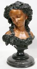 050272 ART NOUVEAU STYLE PATINATED METAL BUST 10 X 6