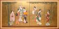 050230 JAPANESE FOUR PANEL SCREEN 20TH C H 36 W 72