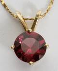 042306 ITALIAN 14KT YGOLD GARNET PENDANT ON CHAIN