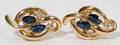 041324 14KT GOLD BLUE SAPPHIRE  DIAMOND EARRINGS