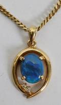 041317 18KT GOLD OPAL  DIAMOND PENDANT WNECKLACE