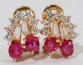 041308 18KT GOLD RUBY  DIAMOND EARRINGS PAIR