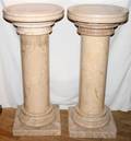 032283 BEIGE MARBLE PEDESTALS PAIR DIA16TOP H36