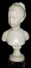 032280 FAUX MARBLE BUST AFTER HOUDON C 1900 H 11