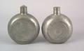 Two American pewter ovoid flasks 17501800