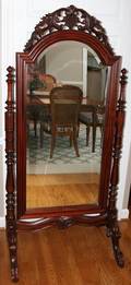 031297 MAHOGANY CHEVAL MIRROR H 69 W 32