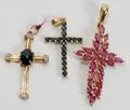 021303 14KT GOLD SAPPHIRE  RUBY CROSSES 3