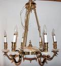 012256 BRASS  ONYX SIX LIGHT CHANDELIER H 28 DIA 26