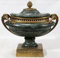 012253 FRENCH BRONZE  MARBLE COVERED URN 19TH C