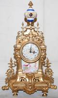 012249 FRENCH STYLE BRASS MANTEL CLOCK H 19 L 12