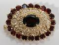 011314 18KT YELLOW GOLD  GARNET BROOCH