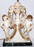 122319 CARVED WHITE MARBLE PUTTI CENTERPIECE CONVERTED