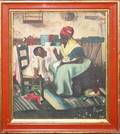 122299 BLACK AMERICAN FOLK ART OILCANVAS MOTHERCHILD