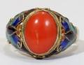 060324 PERSIAN CORAL AND ENAMEL RING