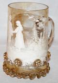 051395 GERMAN ENAMELED GLASS MUG 19TH C H 6
