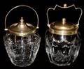 051384 ANTIQUE CRYSTAL BISCUIT JARS TWO H 9