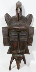 050310 AFRICAN ZULU CARVED EBONY MASK BIRD FINIAL