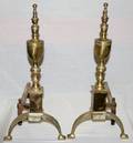 042340 BRONZE URN FORM ANDIRONS SEMIANTIQUE PAIR