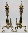 042339 EMPIRE STYLE BRASS ANDIRONS PAIR H 23