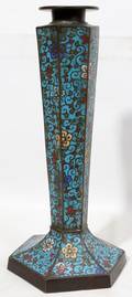 042319 CHINESE CLOISONN ENAMEL HEXAGONAL CANDLESTICK
