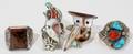041375 SOUTHWEST SILVER  MULTI STONE RINGS FOUR