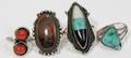 041370 SOUTHWEST SILVER CORAL TURQUOISE  ONYX RINGS