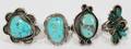 041368 SOUTHWEST SILVER  TURQUOISE RINGS FOUR