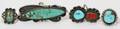 041367 SOUTHWEST SILVER TURQUOISE  CORAL RINGS FOUR