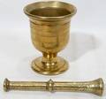 041353 BRASS MORTAR  PESTLE ANTIQUE 5 12 X 4 12