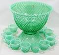 040311 FENTON HOBNAIL GLASS PUNCH BOWL  12 CUPS