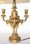 032293 FRENCH DORE BRONZE THREE LIGHT BOUILLOTTE LAMP