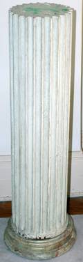 031310 ANTIQUED  CARVED WOOD COLUMNAR PEDESTAL H 42