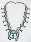 021343 NATIVE AMERICAN SILVER  TURQUOISE NECKLACE