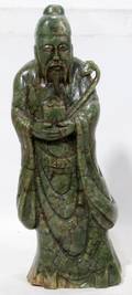 021331 CHINESE GREEN HARD STONE SAGE C 1900 H 12
