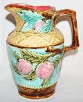 011361 ENGLISH MAJOLICA PITCHER 19TH C H 9 34