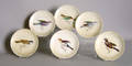 Set of 6 Italian porcelain plates with bird decoration