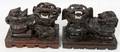 010350 CHINESE FOO DOGS ON TEAKWOOD STANDS PAIR 7
